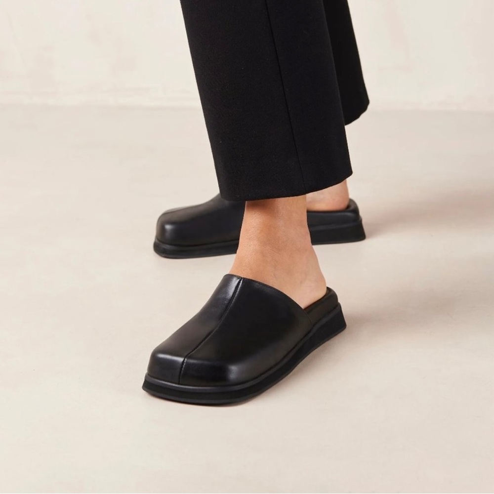 Alohas Whiz Leather Mules in Black Size 6.5